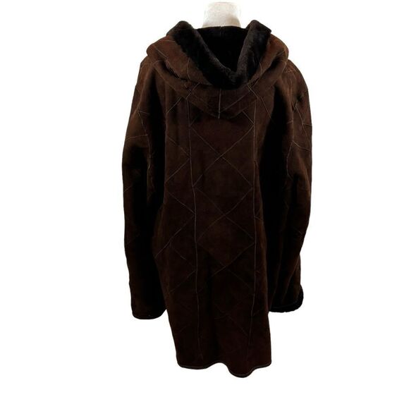 Ladies Marco Gianotti Suede and Shearling Hooded Parka Size Large - Picture 6 of 16